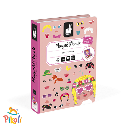 Livro Magnético - Crazy Faces Meninas - Janod