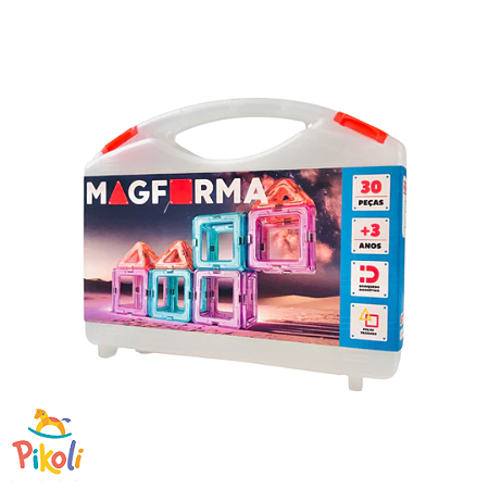 Magformas - Jogo Magnético 30 Peças Vazadas - Maleta