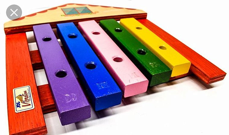 Xilofone Casa-5 Teclas-Madeira-Multicolorido-JogVibratom