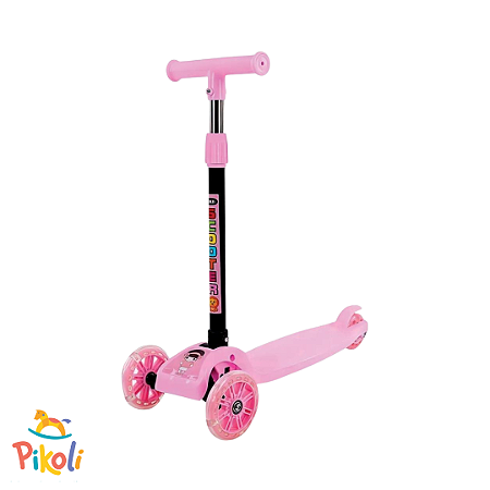 Patinete - Dobravel C/ Luz - Rosa