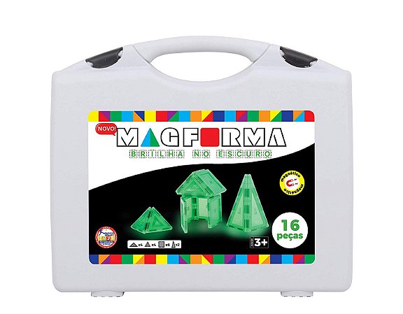 Magformas - Jogo Magnético Glow 16 Peças - Maleta