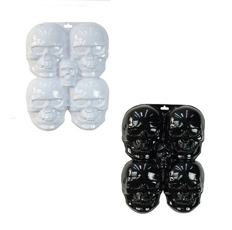 Painel Halloween Plástico 47x36cm Cinco Caveiras