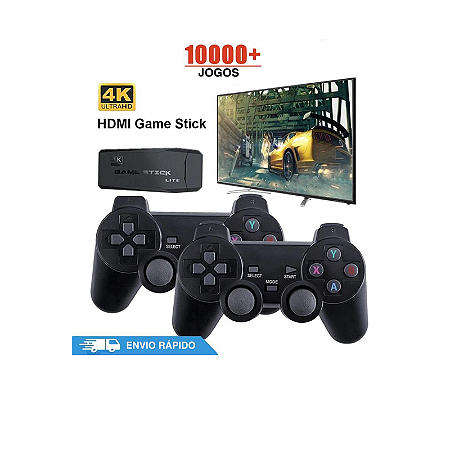 Videogame Stick 10mil jogos, 2 Controles Sem Fio Console Original Port –  sojup