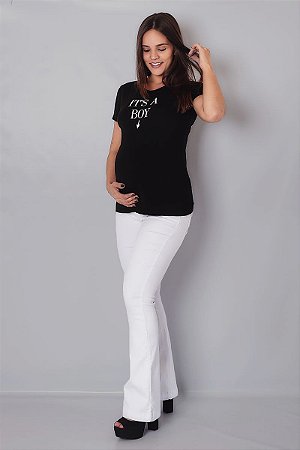 calça jeans branca para gestante
