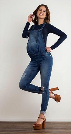 macacao gravida jeans