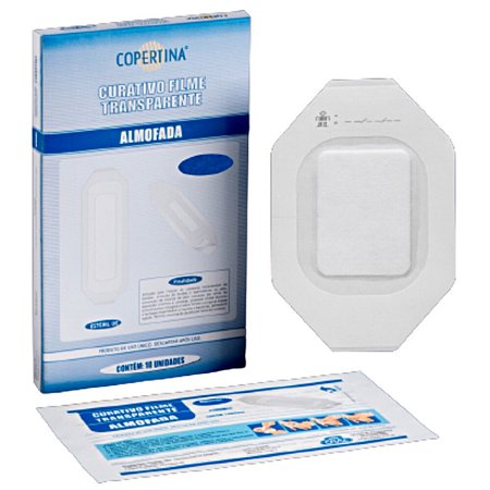 Curativo Adesivo Filme Transparente Com Almofada Absorvente 10cm x 10cm - 10 Unidades