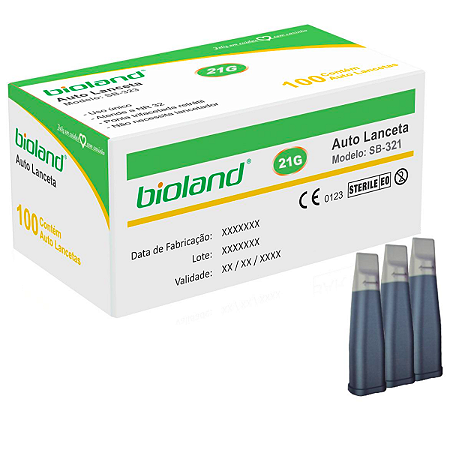 Auto Lanceta de Segurança Retrátil 21G Bioland - 100 Unidades