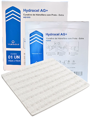 Curativo Hydrocel Ag+Extra Hidrofibra Com Prata 15cm x 15cm