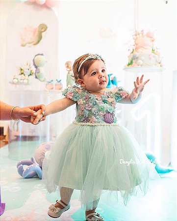 Vestido Sereia Infantil - Ótimo para festa Infantil - Acompanha