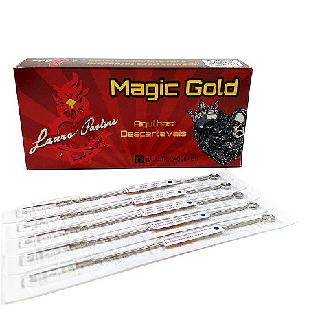 Caixa De Agulhas Magic Gold - Lauro Paolini - 7RM Pintura Magnum Round - 50 Unidades - Validade 04/2026