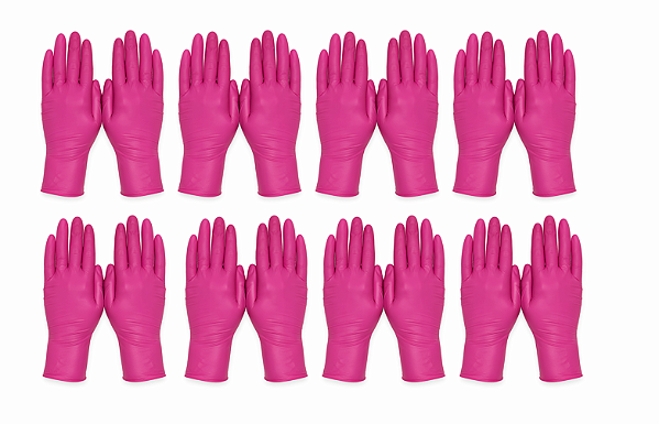 Luva De Látex Unigloves Clássico Pink Com Pó M - Kit C/ 10 Pares