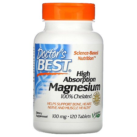 Magnésio Quelato 100mg Doctor's Best 120 Tablets