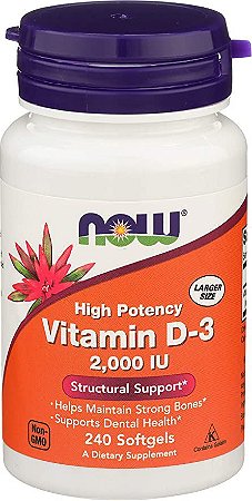 Vitamina D3 2000 IU  (240 softgels) - Now Foods