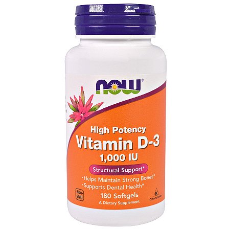 Vitamina D3 1000 IU  (180 softgels) - Now Foods