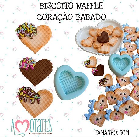 Molde Biscoito Waffle Coração Babado--CÓD 53