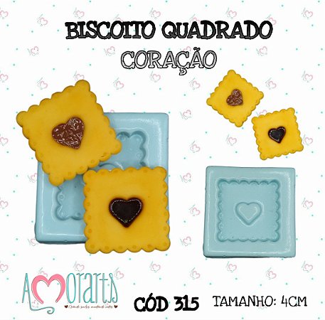 Molde Biscoito Quadrado Coração--CÓD 315