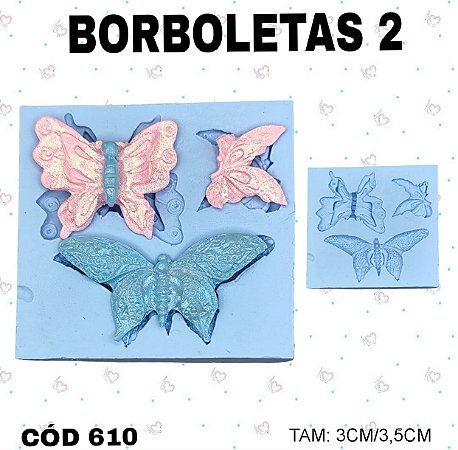 Molde de silicone Borboletas 2--CÓD 610