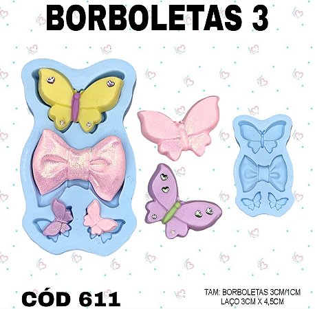 Molde de Silicone Borboletas 3--CÓD 611