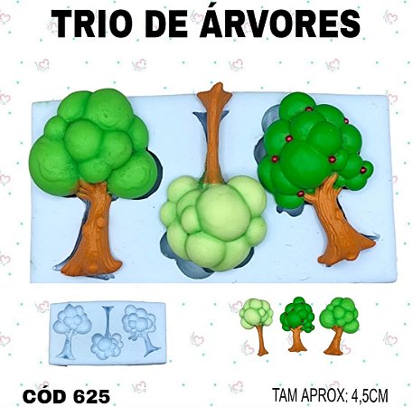Molde de Silicone Trio de Árvores--CÓD 625