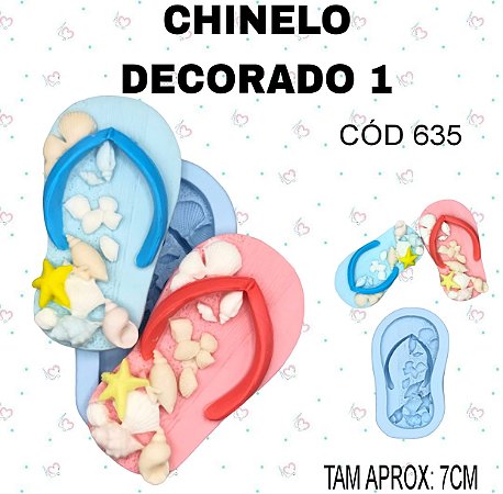 Molde de silicone Chinelo Decorado 1--CÓD 635