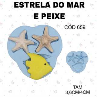Molde de silicone Estrela do mar e Peixe--CÓD 659