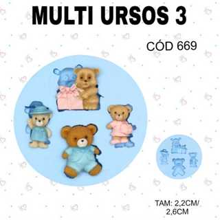 Molde de silicone Multi Ursos 3--CÓD 669