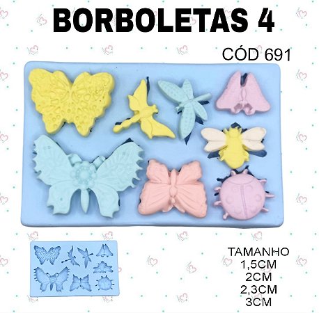 Molde de silicone Borboletas 4--CÓD 691