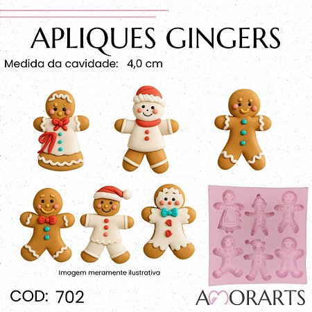 Molde de silicone Apliques Gingers-- CÓD 702