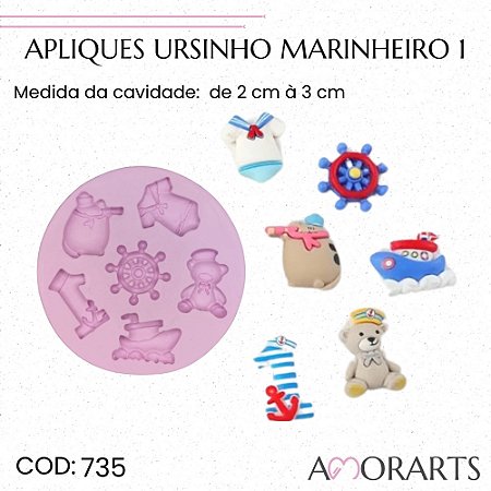 Molde  Apliques Ursinho Marinheiro  1 -CÓD 735