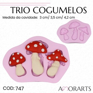 Molde de silicone Trio Cogumelos --CÓD 747