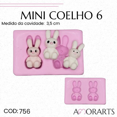Molde de silicone mini Coelho 6 --CÓD 756