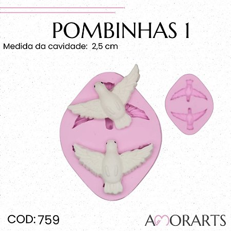 Molde de silicone Pombinhas 1 --CÓD 759