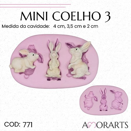 Molde de silicone Mini Coelho 3 --CÓD 771