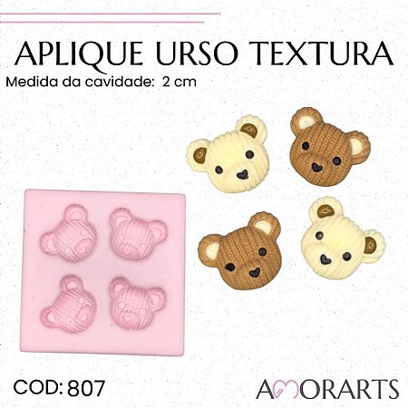 Molde de silicone Aplique Urso Textura --CÓD 807