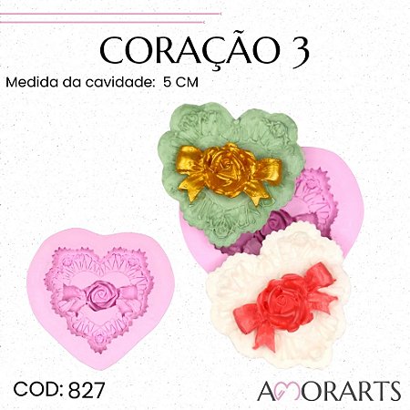 Molde de silicone Coração 3--CÓD 827