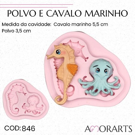 Molde de silicone Polvo e Cavalo Marinho--CÓD 846