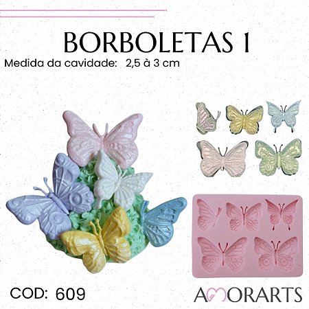 Molde de silicone Borboletas 1--CÓD 609