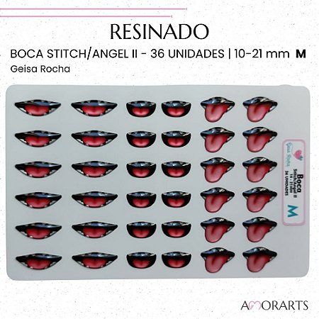 Adesivo Resinado Boca Stitch/Angel ll M--36 Unidades