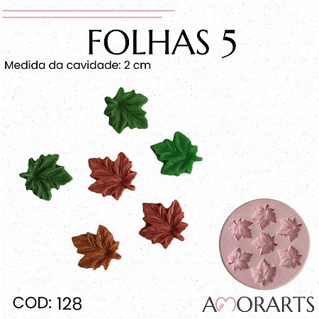 Molde de silicone Folhas 5 --CÓD 128