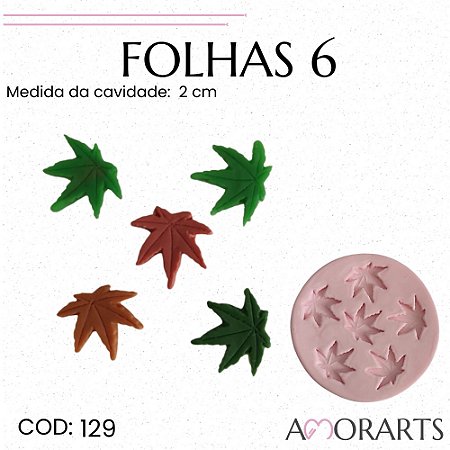 Molde de silicone Folhas 6 --CÓD 129