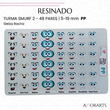 Olho resinado GR Turma Smurf 2 PP -- 48 Pares