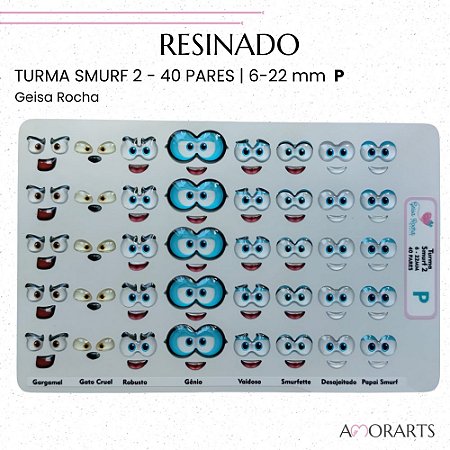 Olho resinado GR Turma Smurf 2 P--40 Pares