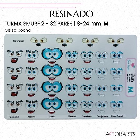Olho resinado GR Turma Smurf 2 M--32 Pares