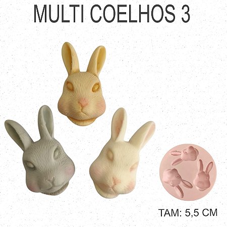 Molde de silicone Multi Coelhos 3-- CÓD 184