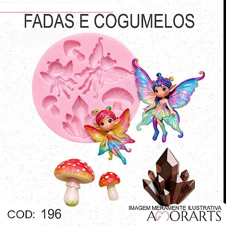 Molde de silicone Fadas e Cogumelos --CÓD 196