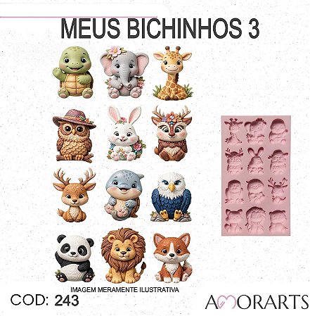 Molde de silicone Meus Bichinhos 3 --CÓD 243