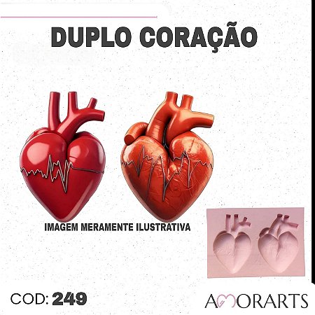 Molde de silicone Duplo Coração --CÓD 249