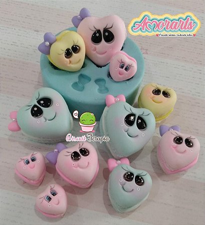 Molde Macarons Corações