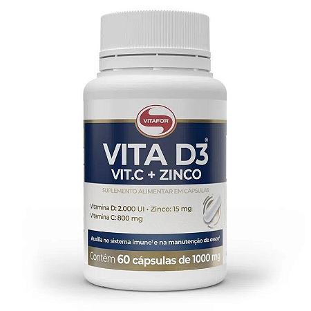 Vita D3 + C + Zinco 1000mg (60 Caps) - Vitafor