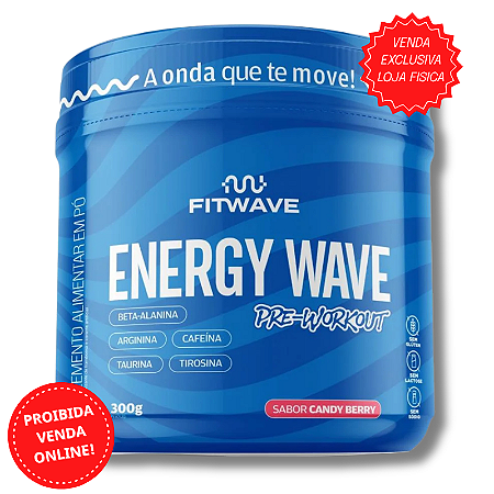 Pré-Treino Energy Wave Pré Workout (300g) FitWave - Suplemento de Energia e Performance - Sabor Candy Berry
